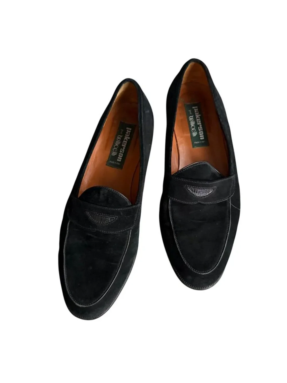 PAKERSON For Botticelli Vintage Mens Black Suede Dress Loafers Shoes Size 12